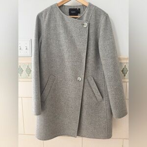 Theory Light Gray Women's Pea Coat Cashmere Blend Size M